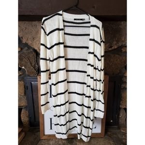 Boutique black and white stripe cardigan S/M